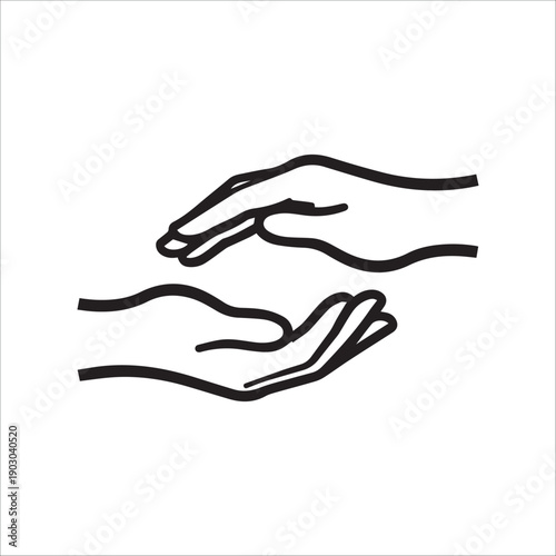 A minimalist line drawing of two hands reaching out to each other in a gesture of connection and support