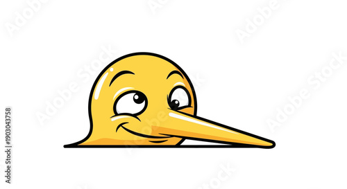 Cartoon yellow bird with long beak peeking curiously