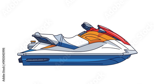 Colorful vector illustration of a modern jet ski on white background