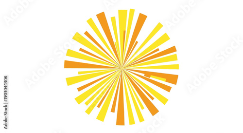 Abstract geometric sunburst pattern with yellow and orange rays