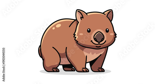 Cute cartoon wombat illustration with simple design on white background