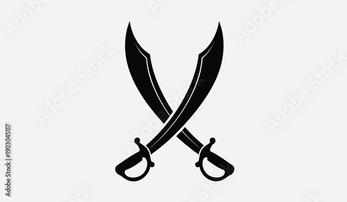 Two crossed pirate swords in black silhouette