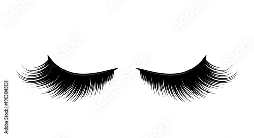 Pair of elegant black false eyelashes on white background