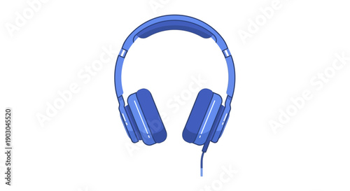 Blue wired headphones isolated on white background