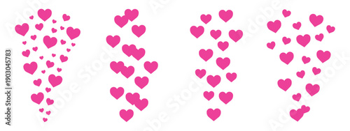 Heart flying icon set for live streaming or stories. Like backgrounds advertising. Social media reaction concept. Flat vector illustration isolated on white