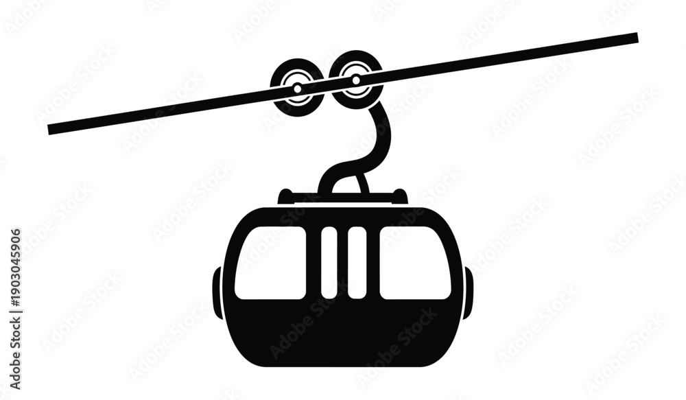 Fototapeta premium Cable car silhouette on a with a single gondola