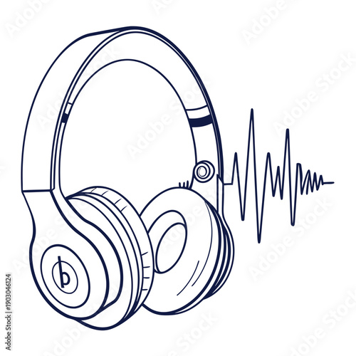 Minimal sound wave headset logo for audio service and brand.