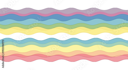 Colorful wavy layers in pastel shades creating a visually appealing abstract design