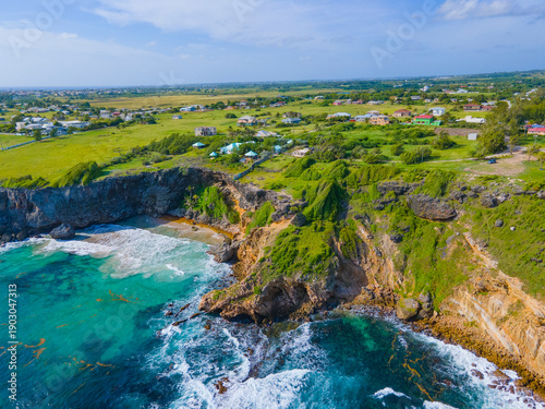 Fotografie Spring Bay aerial view at Ragged Point in historic village of Marley Vale, Saint Philip, Barbados