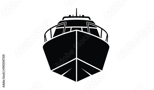 Black silhouette of a boat or ship with modern design