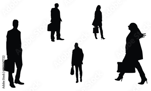 Business People Walking With Brief Case Silhouette collection. 