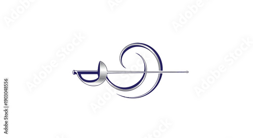 Elegant Fencing Sword with Dynamic Swirl Design.