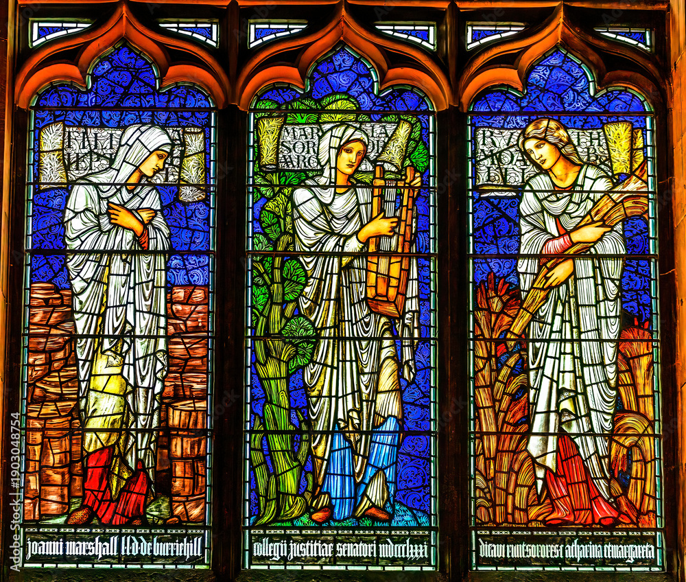 Fototapeta premium Female Saints Angels Stained Glass St Gile's Cathedral Edinburgh Scotland