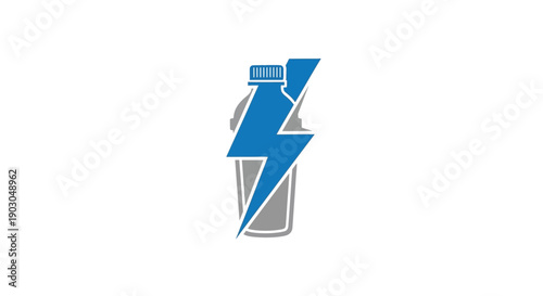 Energy Drink Bottle with Lightning Bolt Logo.