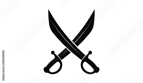 Two crossed swords in black silhouette