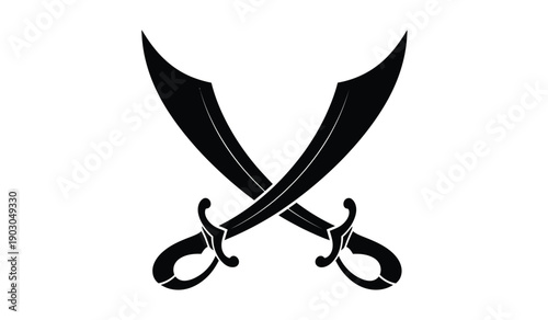 Two crossed pirate swords in black silhouette