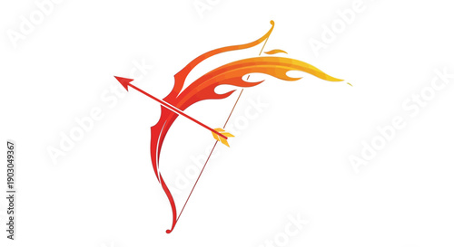 Fiery Bow and Arrow Graphic Design Element.