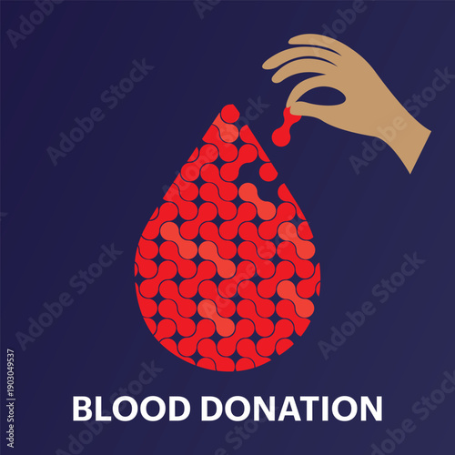 Blood Drop and Helping Hand creative Art Icon, Blood Donation Concept Vector Illustration. EPS 10