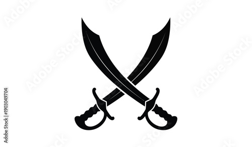 Two crossed swords in a black silhouette