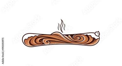 Hand drawn illustration of a smoking cigar with intricate swirling patterns.