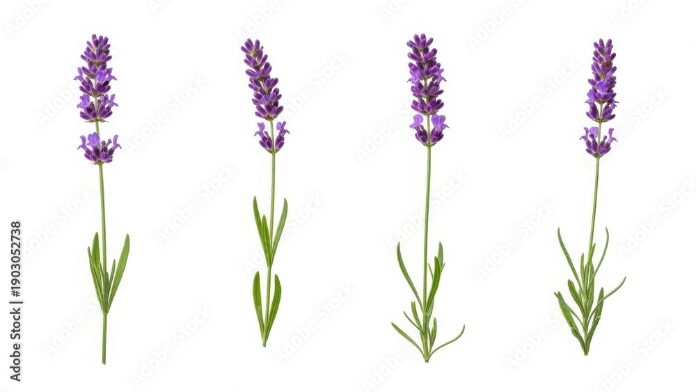Obraz premium Four lavender stems with purple flowers