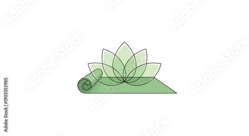 Minimalist Yoga Mat and Lotus Flower for Wellness and Meditation.