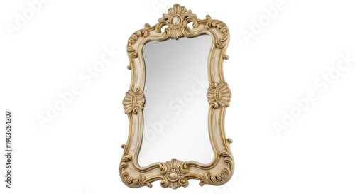 Obraz na płótnie Ornate gold mirror PNG isolated on transparent background, vintage style decorat