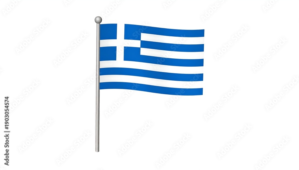 Fototapeta premium Illustration of a fluttering national flag on a metallic pole