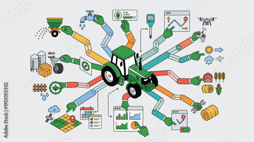 Smart farming precision agriculture technology concept Vector