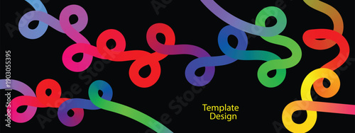 Abstract gradient colorful wave line. Simple childish vector scribbles and squiggles. Creative trendy style design.