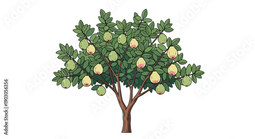 Vibrant cartoon fruit tree illustration showcasing natural abundance and healthy produce