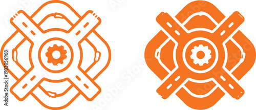 Orange Gear Wrench Icons