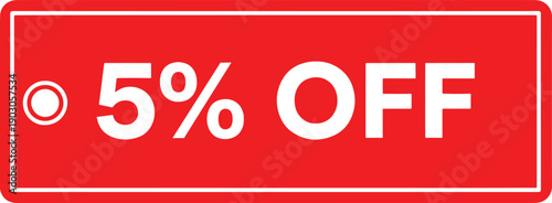 5 Percent Off Discount Tag Icon  for Sale and Promotion