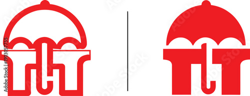 Red Logo Designs with Umbrella and Letter T