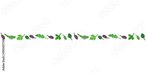 Vector illustration of seamless eco-friendly greenery border. Основные RGB
