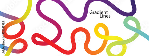 colorful gradient curved lines. colourful gradient line. Color wavy shapes.