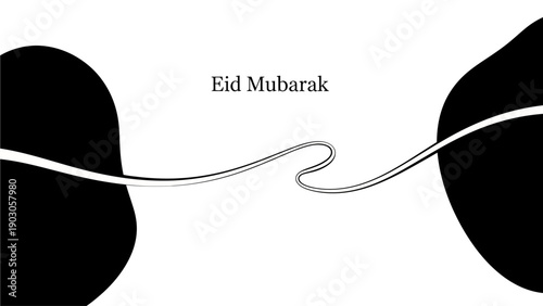 A refined Eid Mubarak typography design enhanced with flowing decorative lines that add elegance without overwhelming the layout. Perfect for luxury greetings and modern branding.
