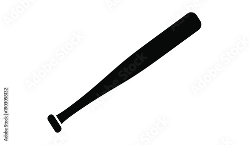 A black silhouette of a baseball bat on a, simple and iconic sports equipment