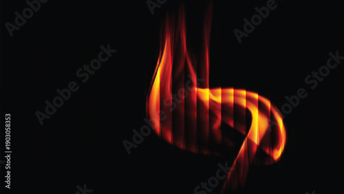 Abstract fiery flames on a black background