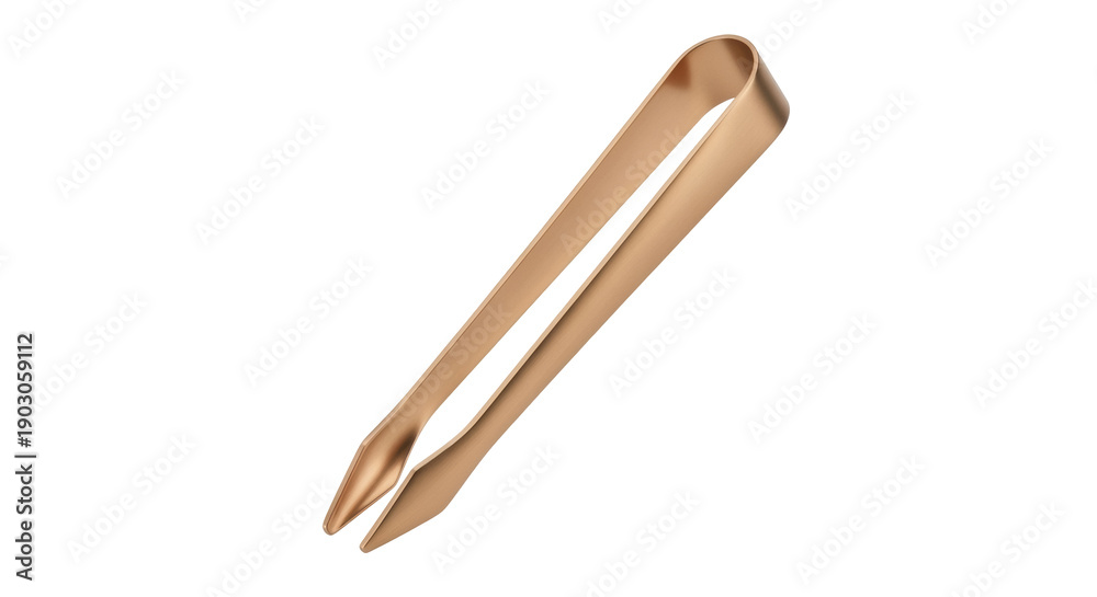 Obraz premium Gold metal tweezers isolated PNG on transparent background, beauty tool for cosmetic and medical use, precision instrument