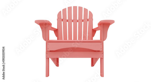 Salmon pink Adirondack chair PNG isolated on transparent background, outdoor furniture for patio and garden design projects
