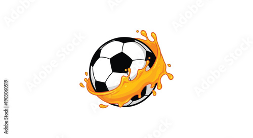 Soccer Ball with Dynamic Orange Splash.
