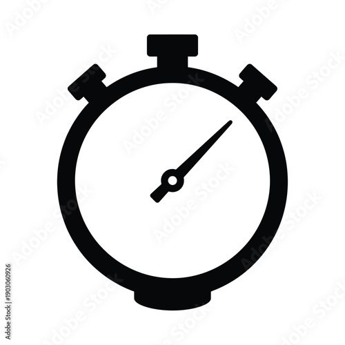 Simple black stopwatch icon displayed on a plain white background