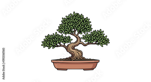 Vibrant miniature tree artwork in a ceramic planter showcasing elegant trunk and leaf arrangement for serene decorative appeal