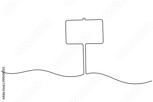 Protest sign board icon continuous one line art style workers rights activism