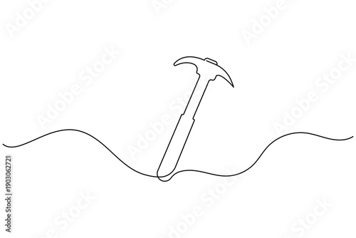 Pickaxe hammer  continuous one line art drawing style