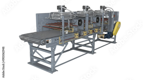 Cutaway Conveyor System Industrial 3D Engineering Illustration