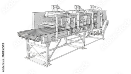 Conveyor System CAD Cutaway Engineering Technical Drawing