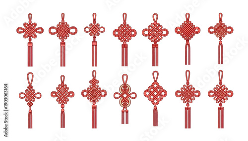 Collection of  Chinese New Year red lantern decorations.