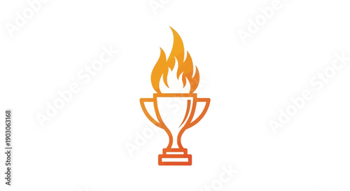 Trophy with Flames Icon Representing Passion and Achievement.